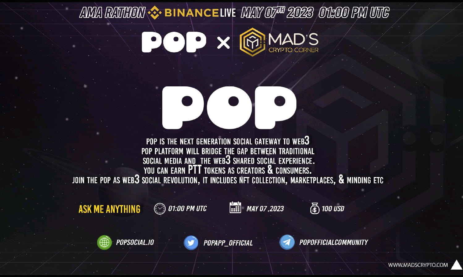 popsocial | madscrypto AMA #12 | airdrop $100