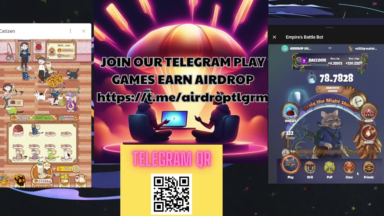 NEW GAMES NEW AIRDROP HAMSTER / BLUM / CATIZEN / YES COIN - AIRDROP SOON
